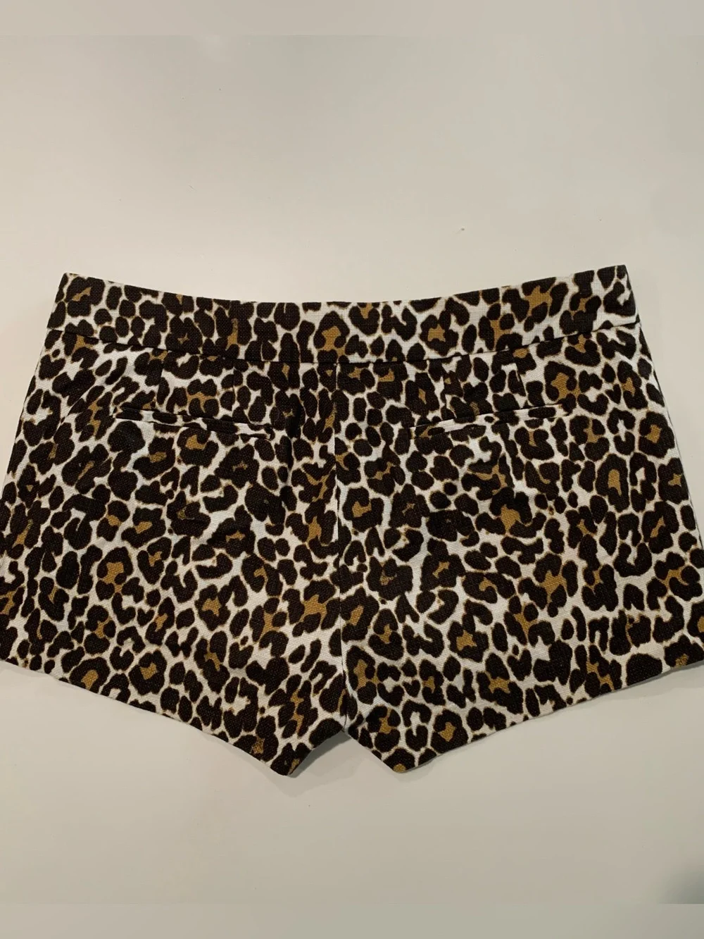 J.Crew Leopard Print Chino Shorts Black Cream Brown, 100% Cotton, EUC, 8